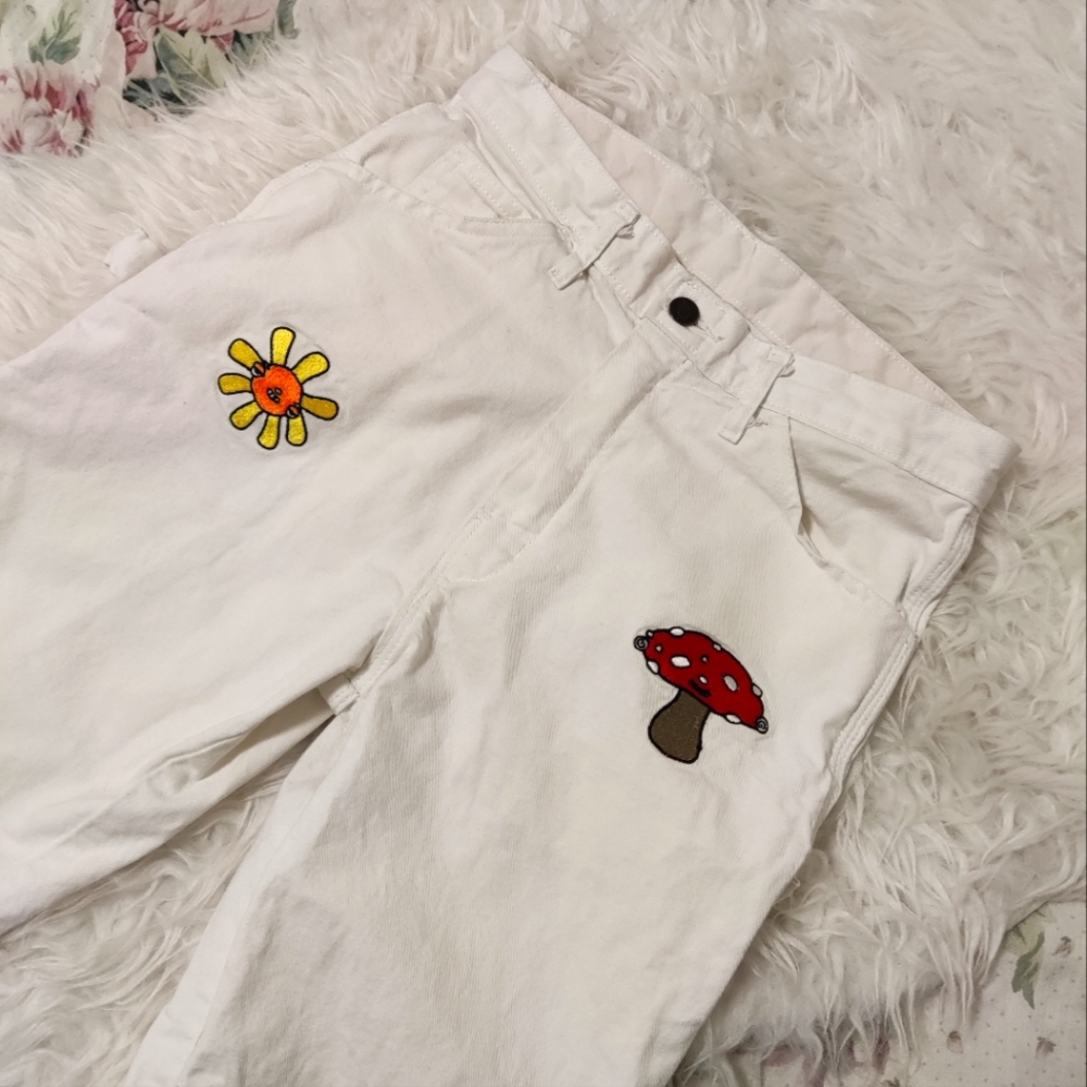 Dickies embroidered white carpenter pants